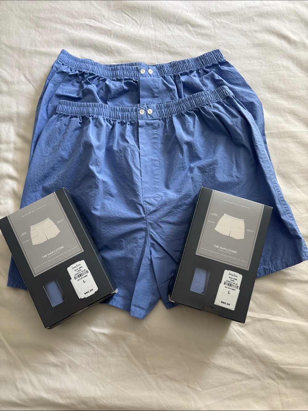 Neiman Marcus Light Blue Cotton Boxer Shorts - Two Pack